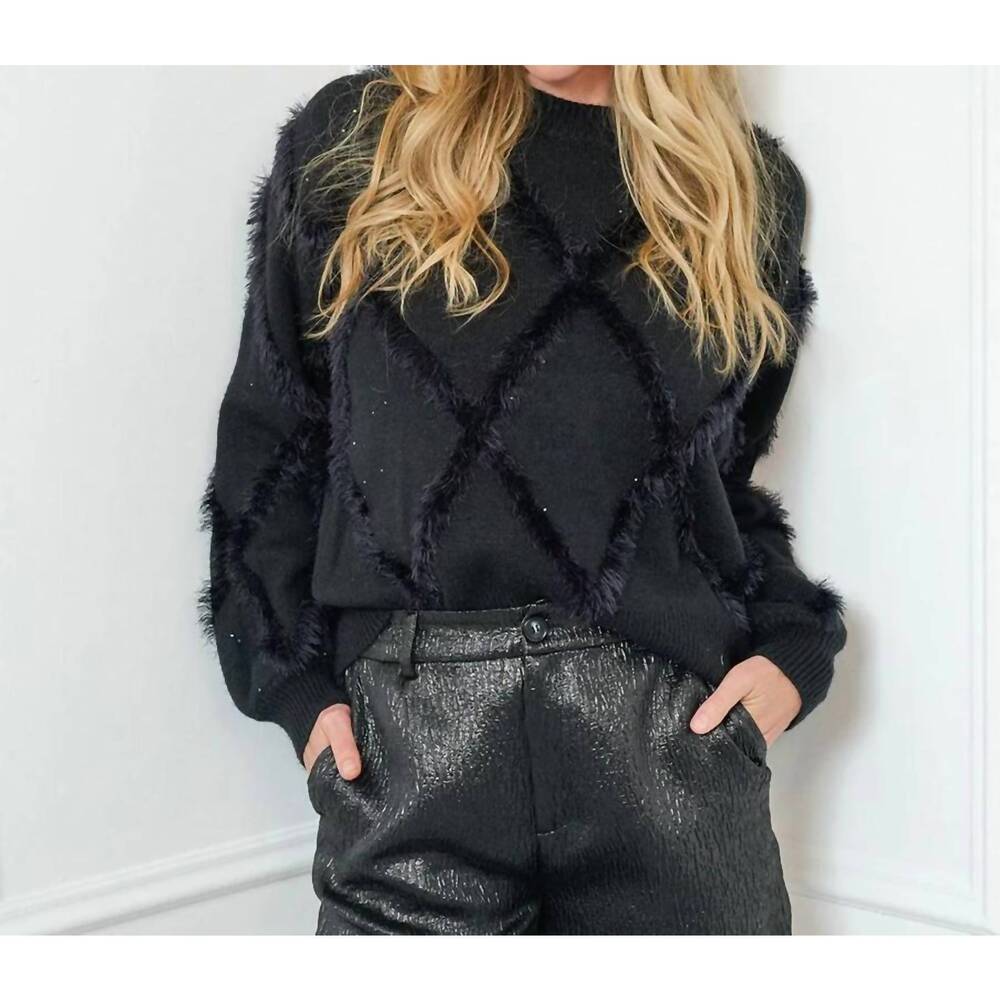 NEW ESQUALO frieda fuzzy sequin sweater in black